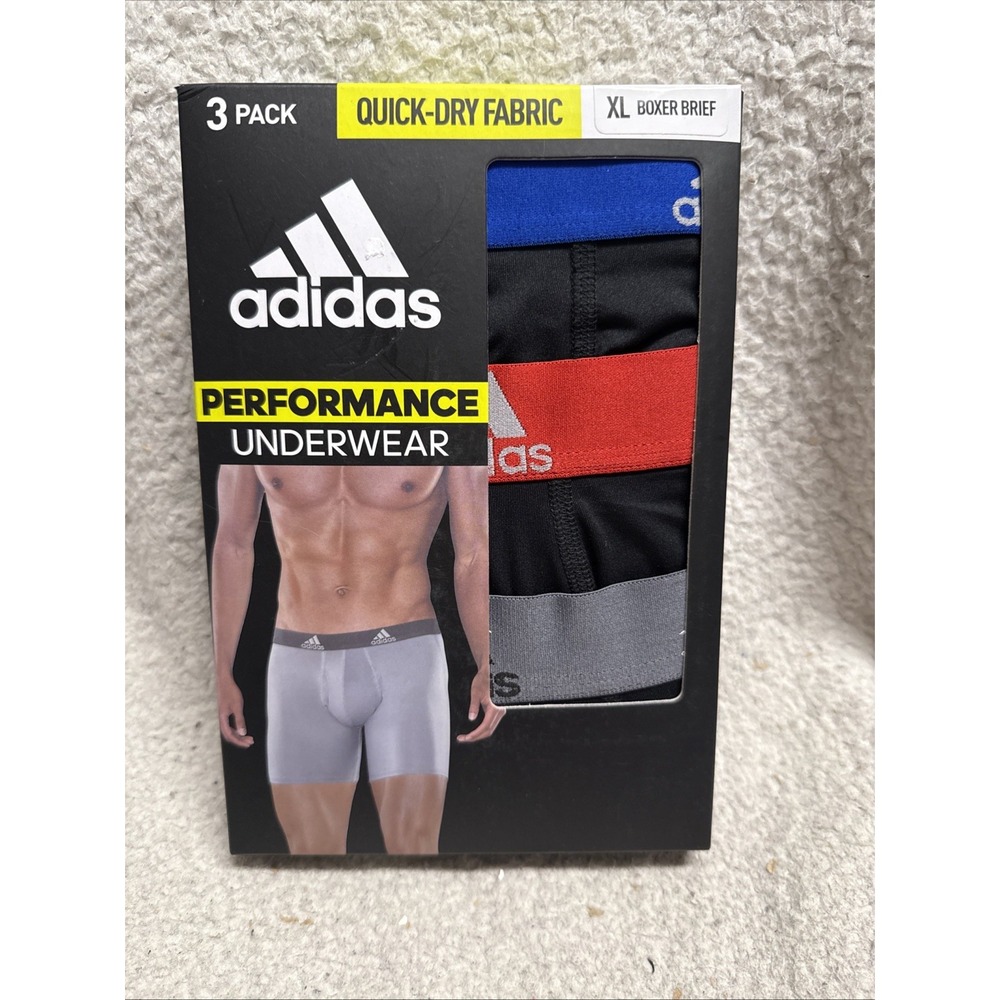 Adidas Men's Boxer Briefs XL (40-42)‎ - 3 Pack - QuickDry Frabric - Underwear